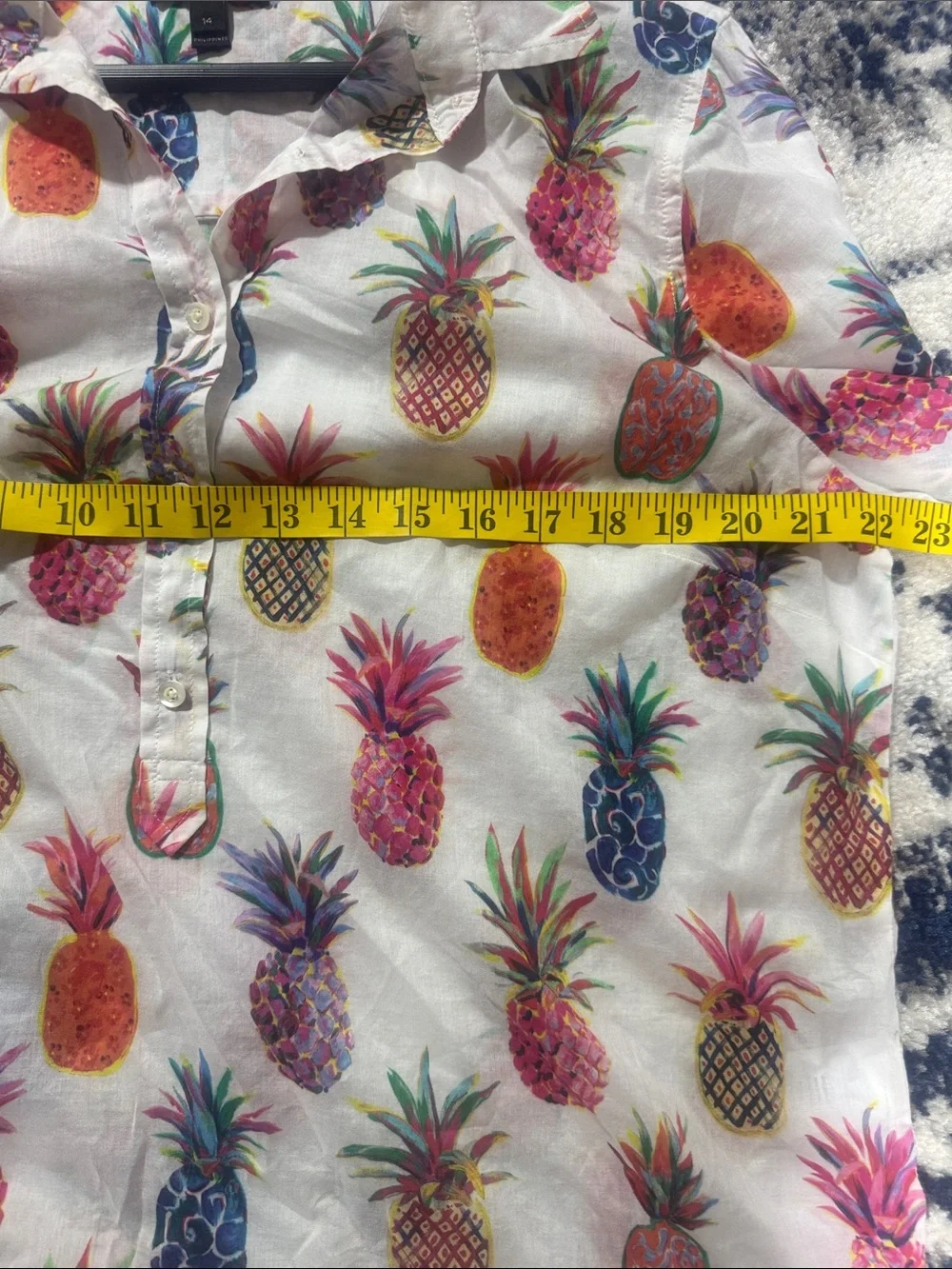 J. Crew White Button-Front Shirt with Multicolor Pineapple Print 14